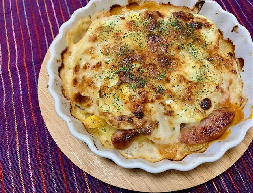 今日のキムチレシピ：卵と大根キムチのポテトグラタン